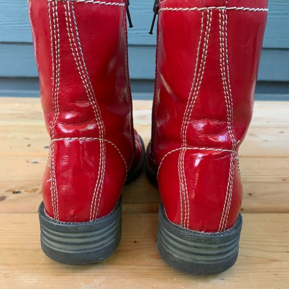 Josef Seibel Red leather patent boots - Picture 2 of 7